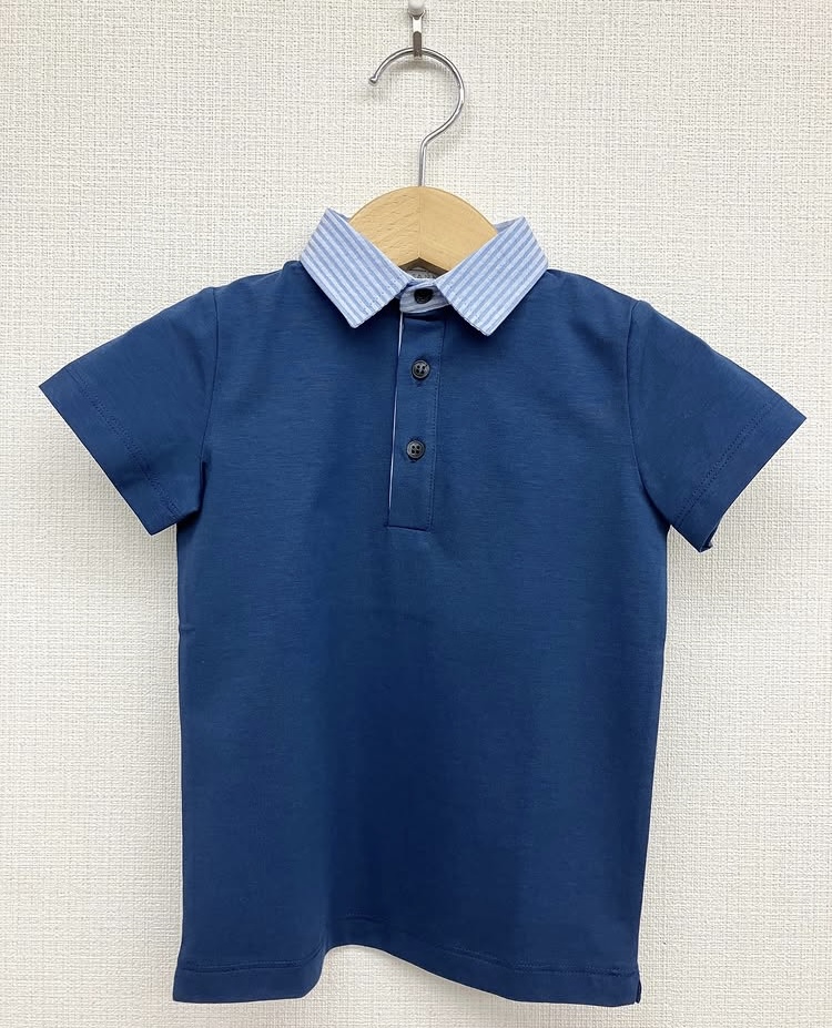 002932 NEW＊ストライプ襟・ポロシャツ 2才～16才